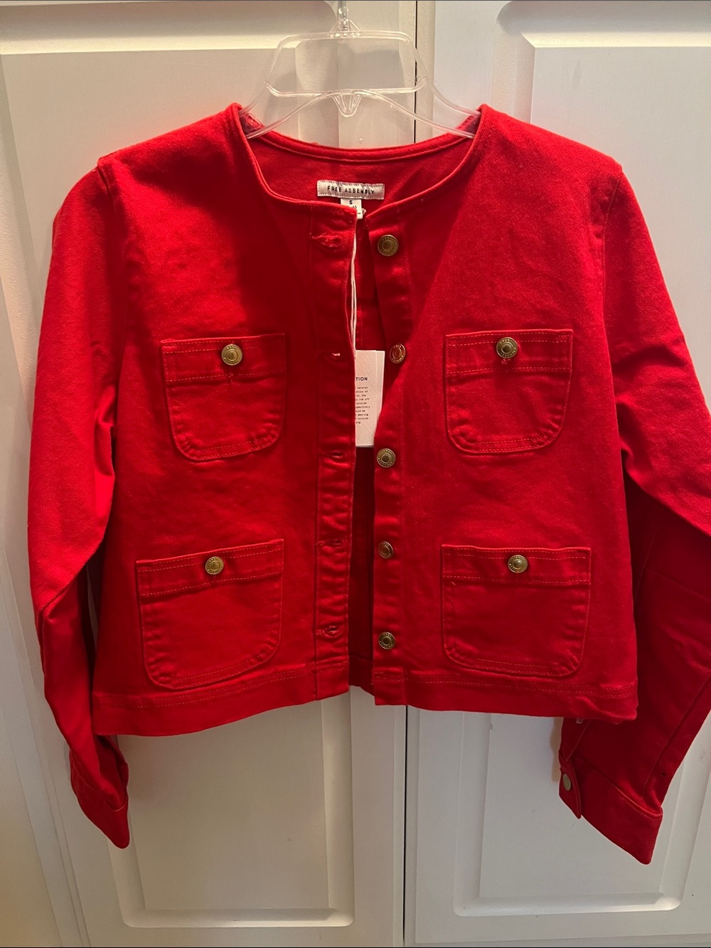 Free Assembly Women's Collarless Denim Jacket, Sizes S - Picture 2 of 5